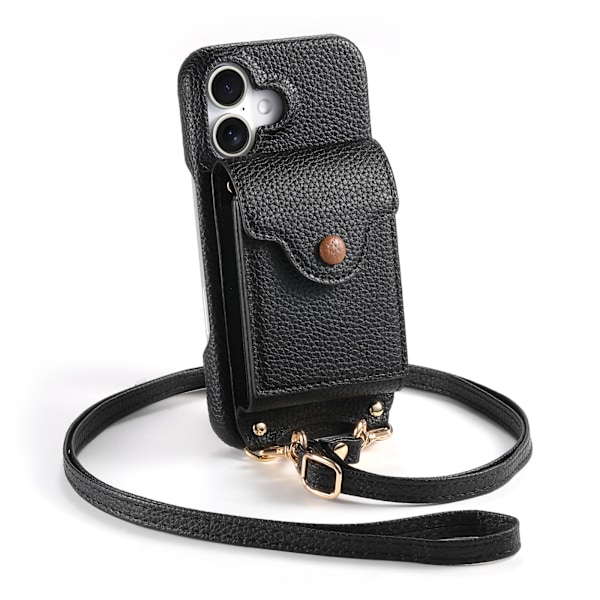 Nahkakotelo iPhonelle peilillä ja korttipaikoilla - musta model 1