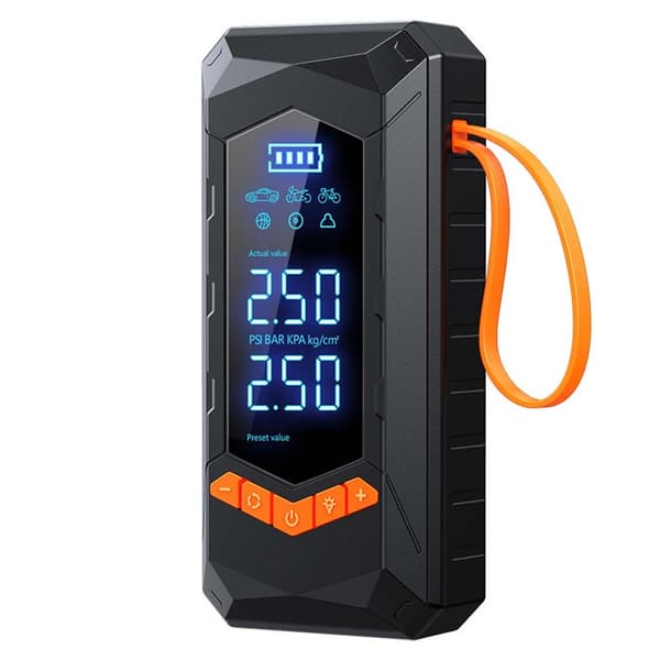 Digital Dækpumpe - Universal Bærbar Luftpumpe med LCD-Display - Sort
