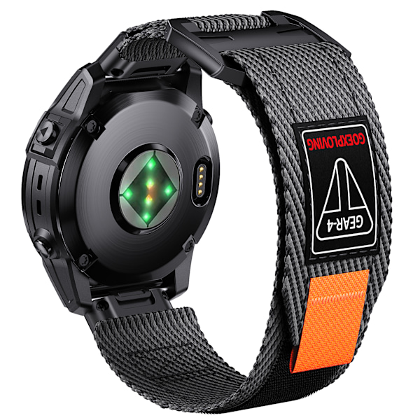 Quick Release 26mm Vævet Nylonrem til Garmin-ure Sort+grå
