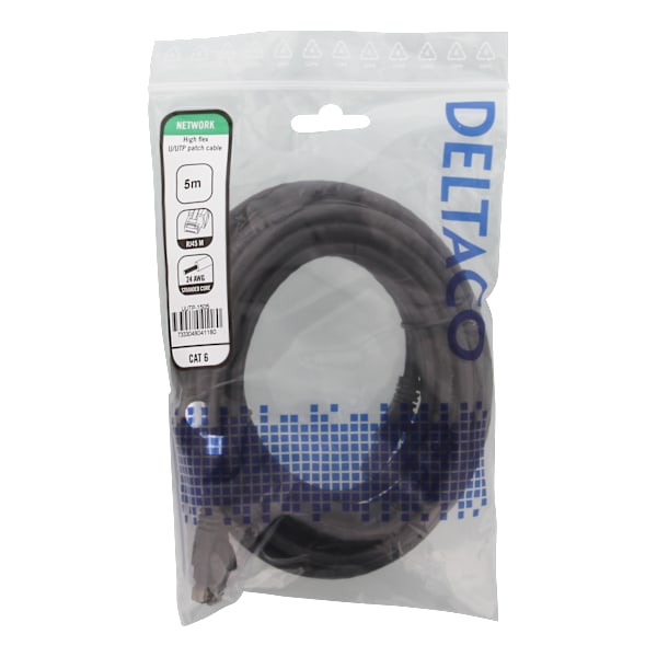 U/UTP High Flex Cat6, patch cable, 5m, TPE, black