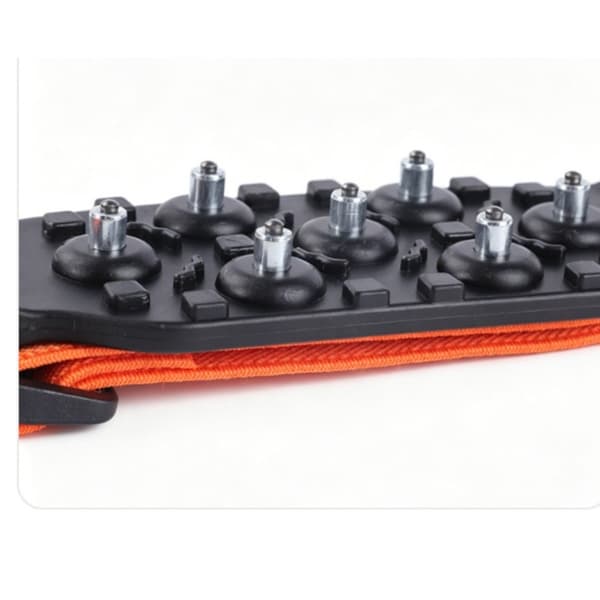 Isbroddar med 7 dubbar av volframstål och elastiska remmar för vandring och isiga gator Orange Orange