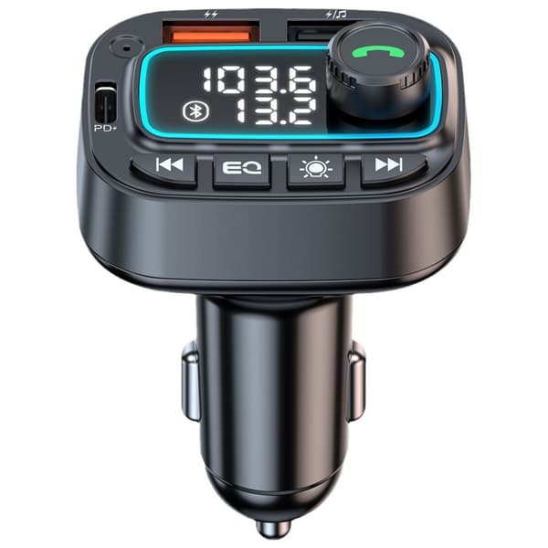 Bil Bluetooth MP3-spelare – Bluetooth 5.3 FM-sändare med dubbla USB och PD30W snabbladdning, 12-24V