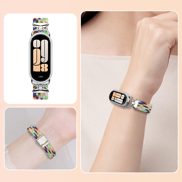 Snyggt flätat spänneband för Xiaomi Mi Band 9/10 Flerfärgad