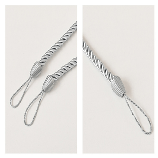 Set med 2 gardinkrokar, vävda gardinhållare Grey Grey