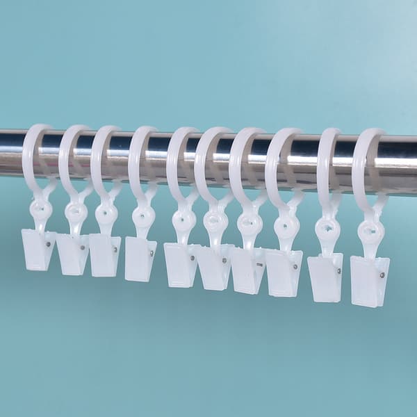 Gardinringar med Klämmor, 10-pack White White