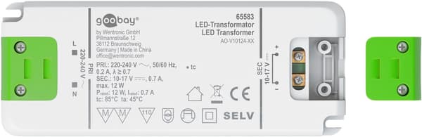 LED-konstantströmtransformator 700 mA, 12 W, superplatt