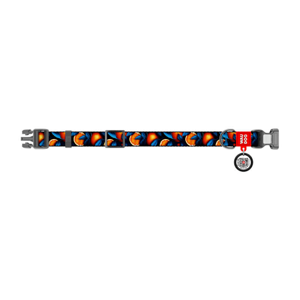 Waudog "Oranges" hundhalsband i nylon med QR-kod, storlek S