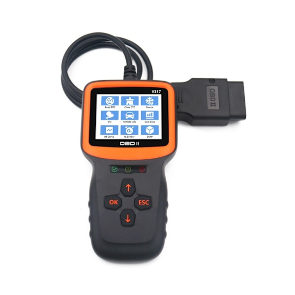 OBD2 Bilmotor Fejlkodedetektor - Diagnostisk Værktøj til Fejlkoder, Batterispænding og I/M Readiness