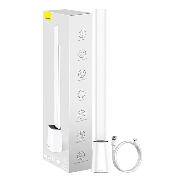 Fällbar skrivbordslampa Baseus Smart Eye uppladdningsbar (vit)