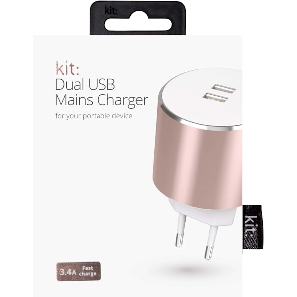 KIT PLATINUM Laddare 220V 2xUSB 3.4A Rosegold