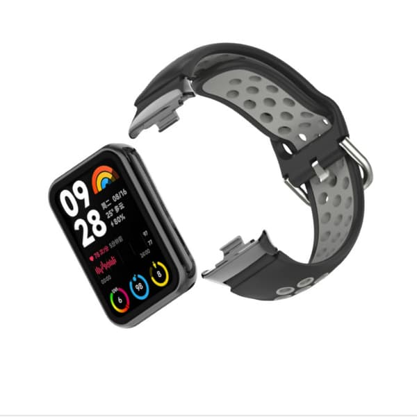 Silikone urrem til Xiaomi Mi Band 9/8 Pro (18 mm) Black+Grey Black+Grey
