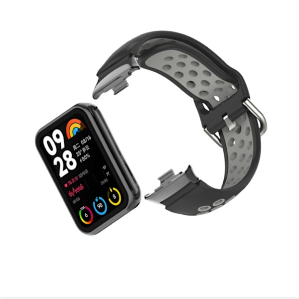 Silikone urrem til Xiaomi Mi Band 9/8 Pro (18 mm) Sort+grå