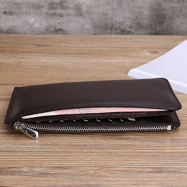 RFID-blockerande läderplånbok för män, Slim Bifold-plånbok