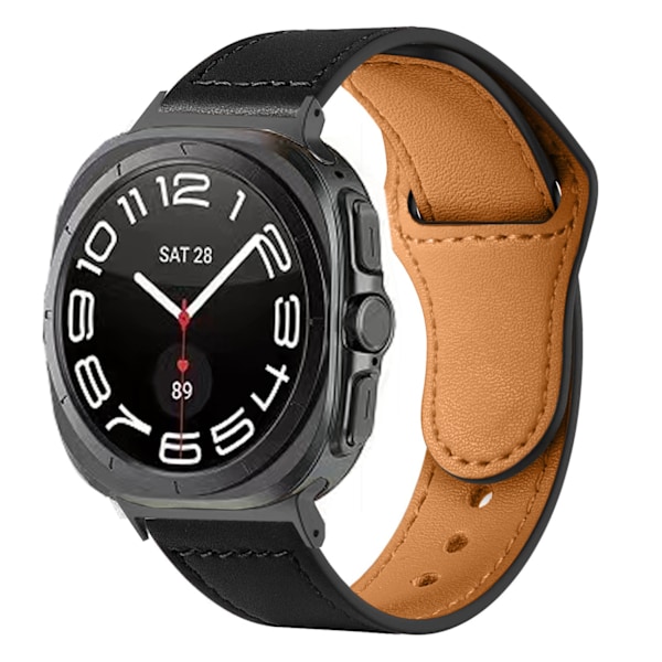 Rem i ægte læder til Samsung Galaxy Watch7 Ultra (47 mm) - Sort