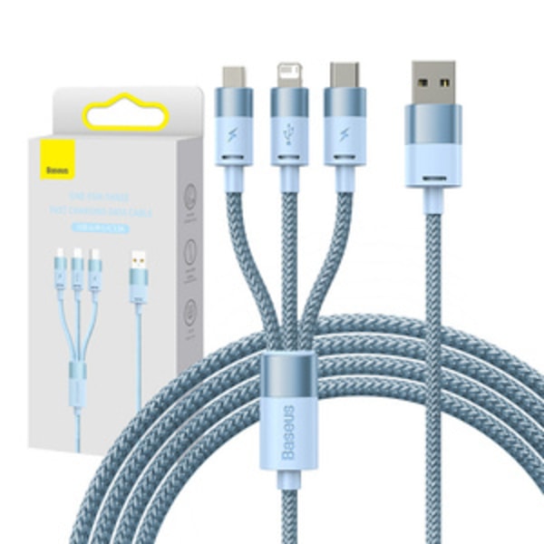 3in1 USB-kaapeli Baseus StarSpeed Series, USB-C + Micro + Lightning 3,5A, 1,2m (sininen)