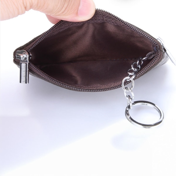 INF Liten plånbok / korthållare med dragkedja Äkta Läder Svart