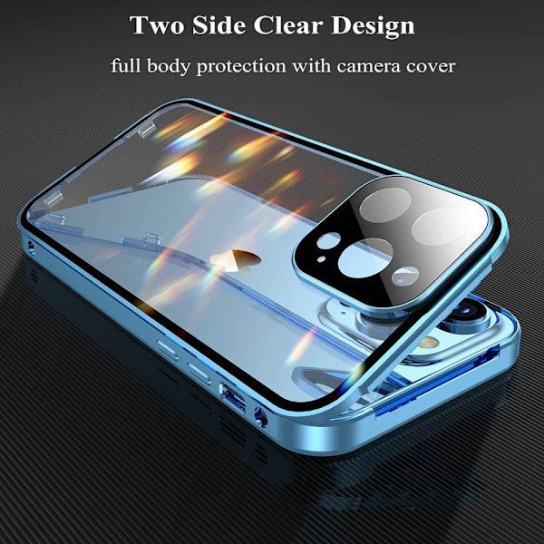 Dubbelsidigt Magnetiskt Mobilfodral för iPhone iPhone 15 Pro Svart 15 x 7.5 x 1 cm