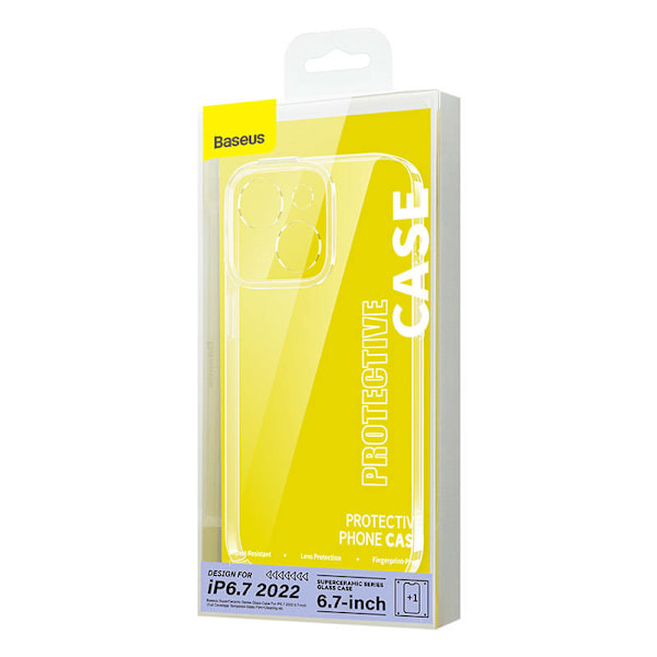 Baseus SuperCeramic Transparent glasetui og hærdet glas sæt til iPhone 14 Plus