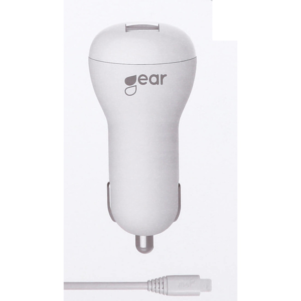 Laddare 12-24V 1xUSB 1A Vit MicroUSB Kabel Rund 1m