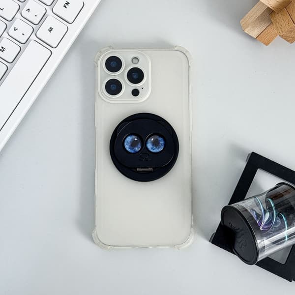 Magnetisk panda-telefonringholder med dobbelt foldning, 360° rotation og bordstander Silver Silver