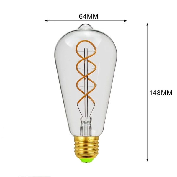 LED-lamppu Edison-polttimo Double Spiral E27 4W himmennettävä lamppu