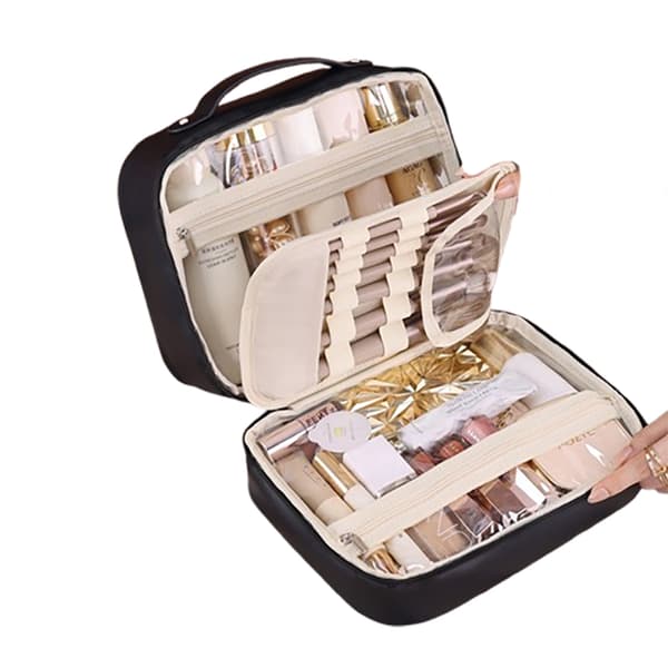 Multifunktionel 3-i-1 makeuptaske Black Black