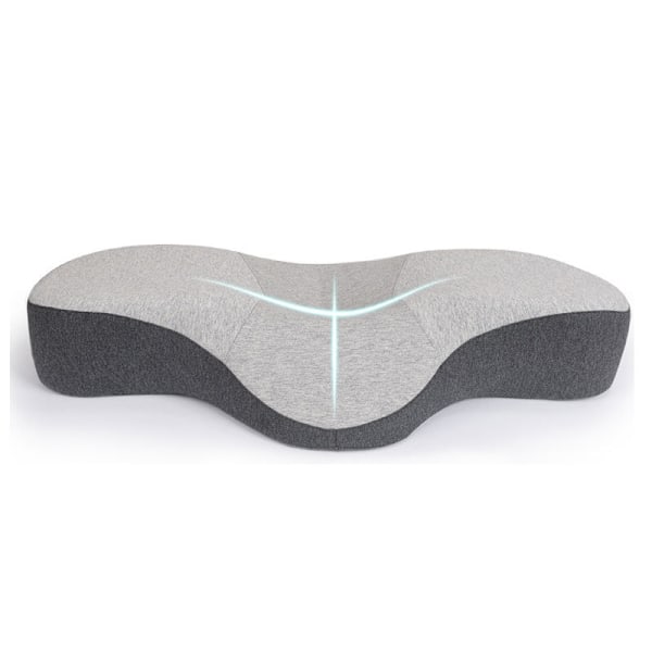 Sammakkotyyny harmaalla päällisellä - ergonominen niskatyyny