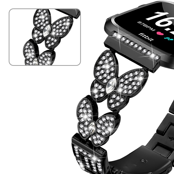 Diamant Fitbit Versa Rem, Metal Urrem Kompatibel med Versa/Versa 2/Lute