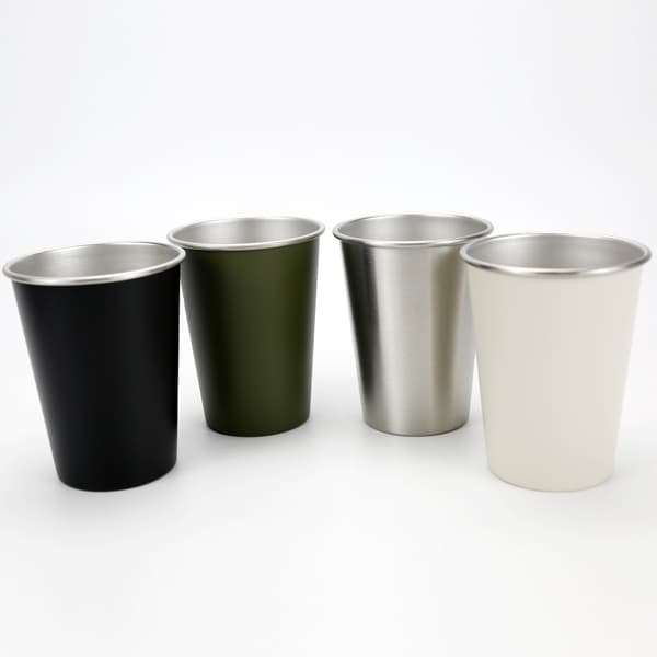 4-Pack Utomhus Camping Portabla Små Vin/Te Koppar - Rostfritt Stål & Läder 350ml 350ml