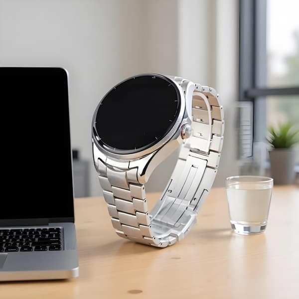 Urrem kompatibel med Huawei Watch Buds 2 - metalarrem til hverdag og fest, 22mm interface, rustfrit stål, tre-perle side-skyder, push-button lås