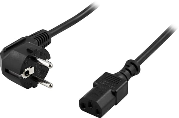 Device cable, PC wall, angled CEE 7/7 - straight IEC C13, 3m