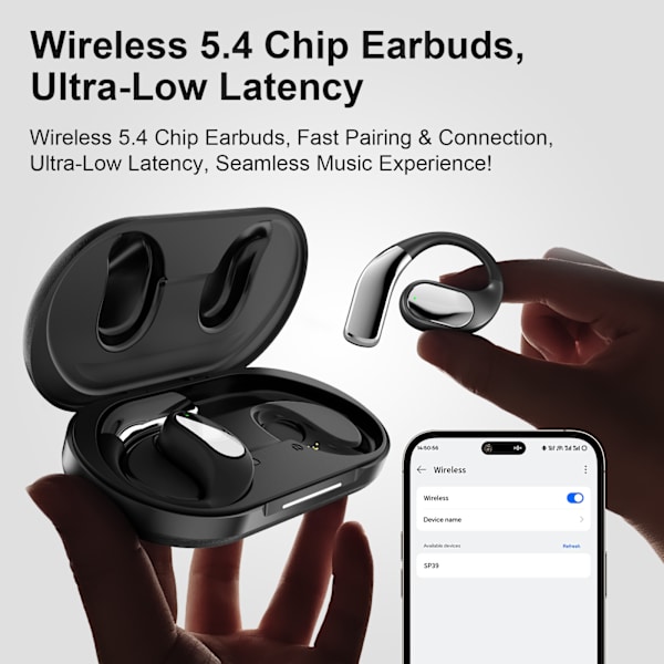 SP39 Sähköpinnoitetut Bluetooth-kuulokkeet - Avokorvamalli Musta