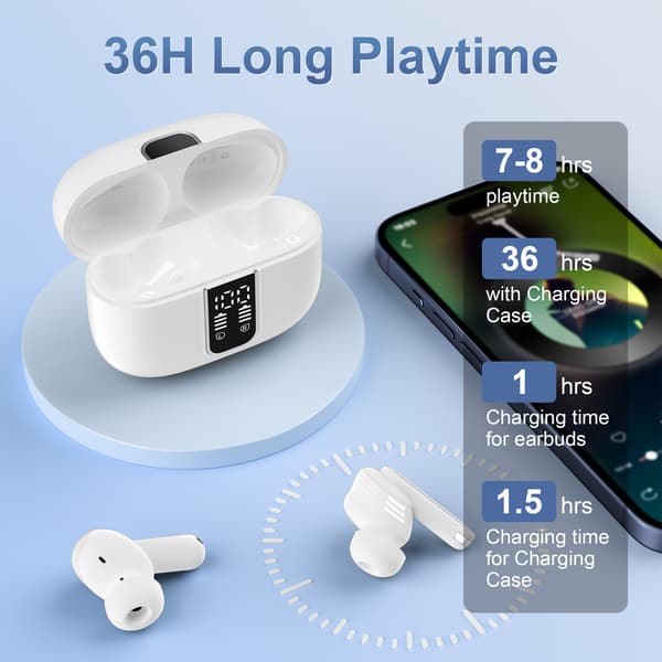 SP99 Vita Bluetooth-hörlurar: Brusreducering & Lång Livslängd White White