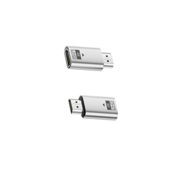 HDMI EDID-emulator han-til-hun HDMI-adapter 2-pak - 4K@60hz HDR plug-and-play til streaming, headless og multi-display, ingen LED