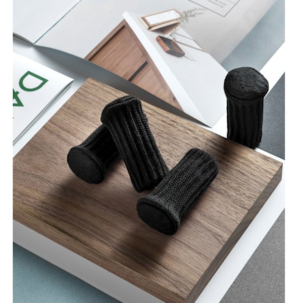 Stickade Stolstrumpor / Möbeltassar, 16-pack Black Black