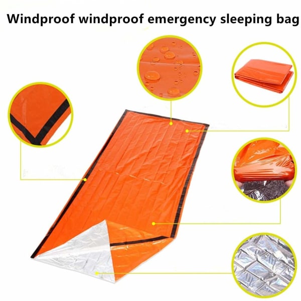 Redningstæppe sovepose til nødsituationer 210×91 cm Orange