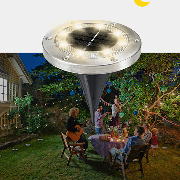 Lys din udendørsareal op med 16 LED solcellelamper til jorden Hvid
