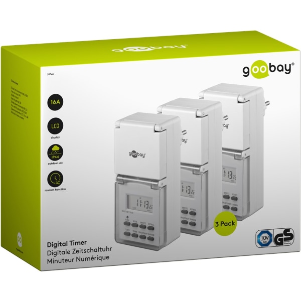 Set med 3, digital timer IP44