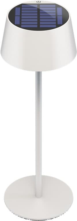 Trådlös LED-bordslampa med solcell, vit