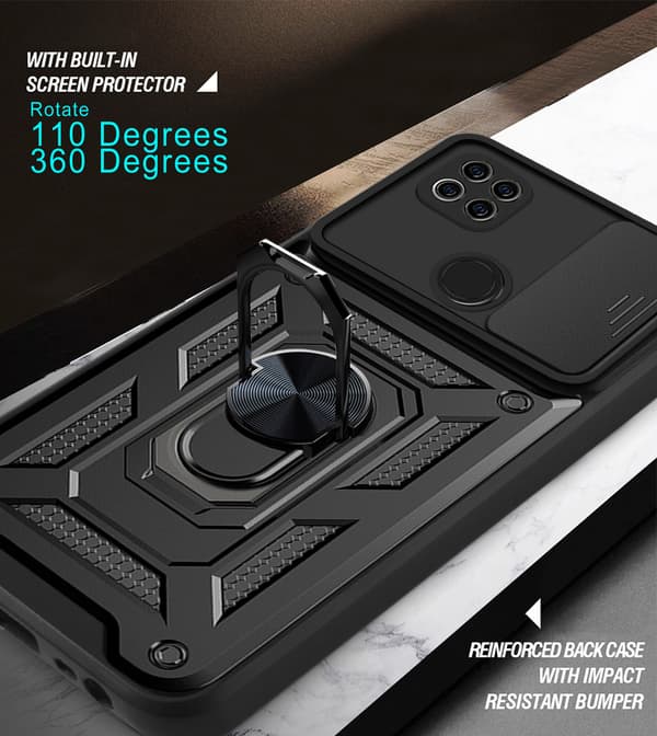 Magnetiskt armor kickstand-mobilskal med ring Black Redmi 9C/POCO C3/10A Black