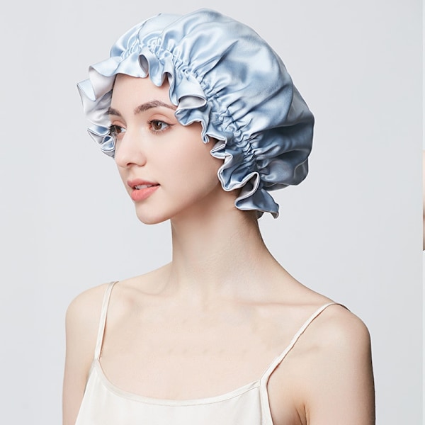 100% silke sovehætte Blue Blue