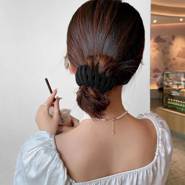 Kvinder Fuglerede Hair Bun Klo Clips Sort