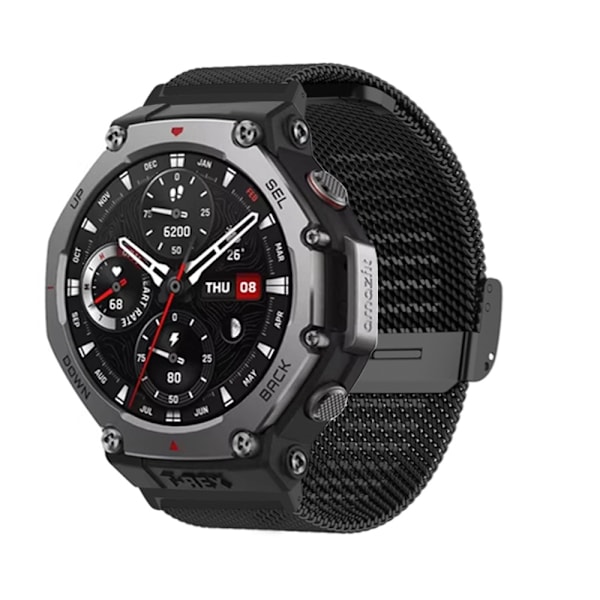 Silver klockarmband i rostfritt stål för Amazfit T-Rex 3 Svart