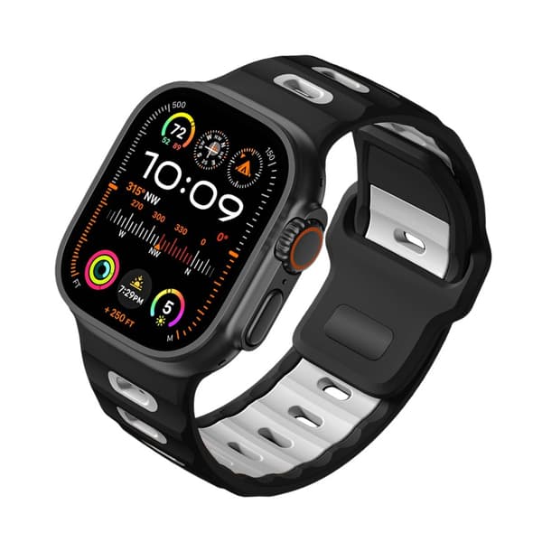 Stilfuld silikone rem til Apple Watch Series 1-10 Black&White Black&White