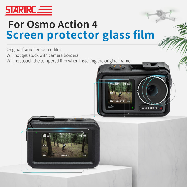6-delad actionkamera härdad filmsats för DJI OSMO ACTION 4 Transparent