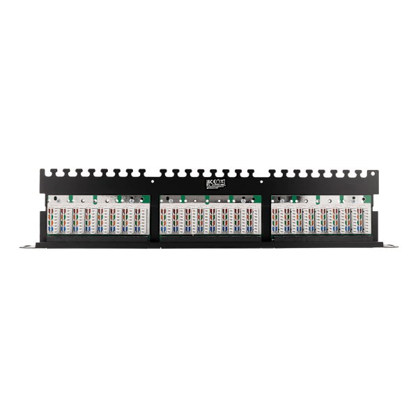 UTP patch panel 24xRJ45 Cat6 0.5U 19" cable support black