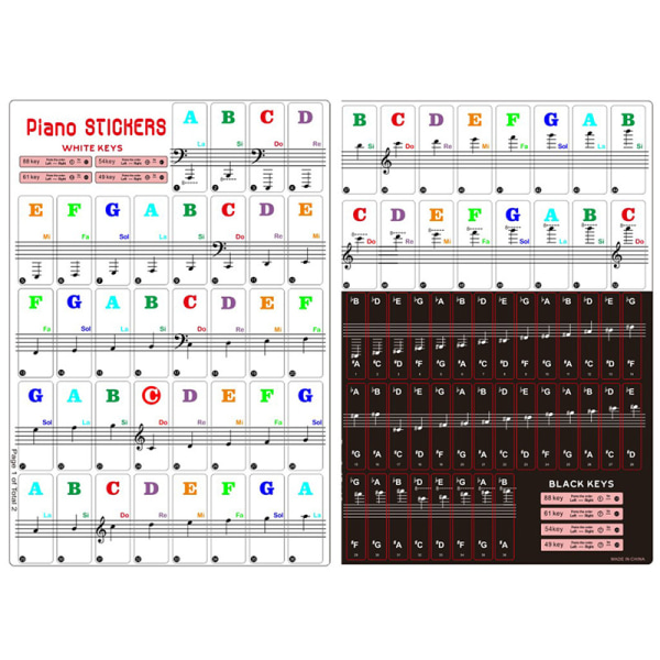 INF Etiketter klistermærker til klaver keyboard 88/61/54/49 tang