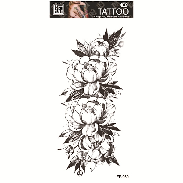 Vattentät Tillfällig Tatuering - Blommig Design Modell 6