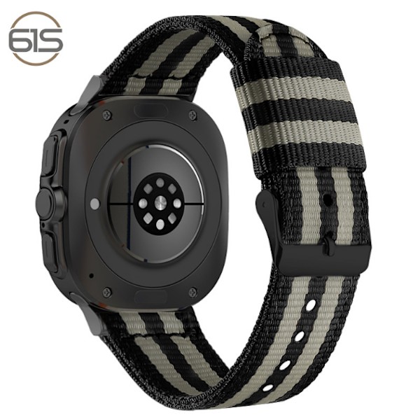 Klockarmband i Nylon för Samsung Watch 7 Ultra 22 mm Svart + ljusgrå