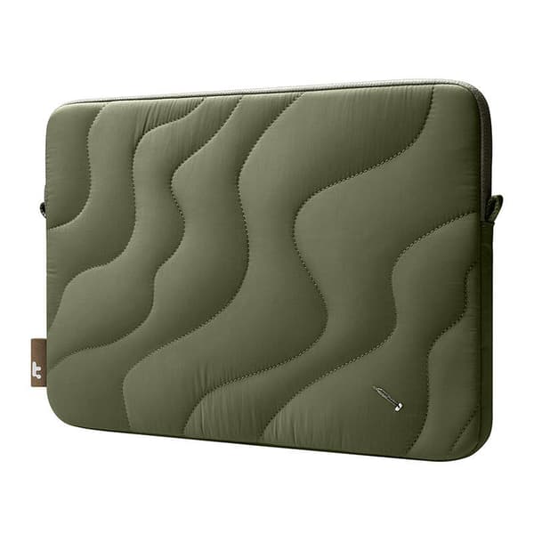 Laptopetui Tomtoc Terra-A27 til 16 tommer, grøn, CornerArmor X4, quiltet tekstur, genanvendte materialer, kompatibelt med MacBook Pro